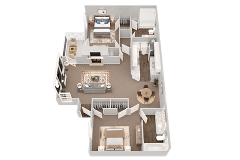 Floor plan for 2 beds, 2 baths, 1122 sqft